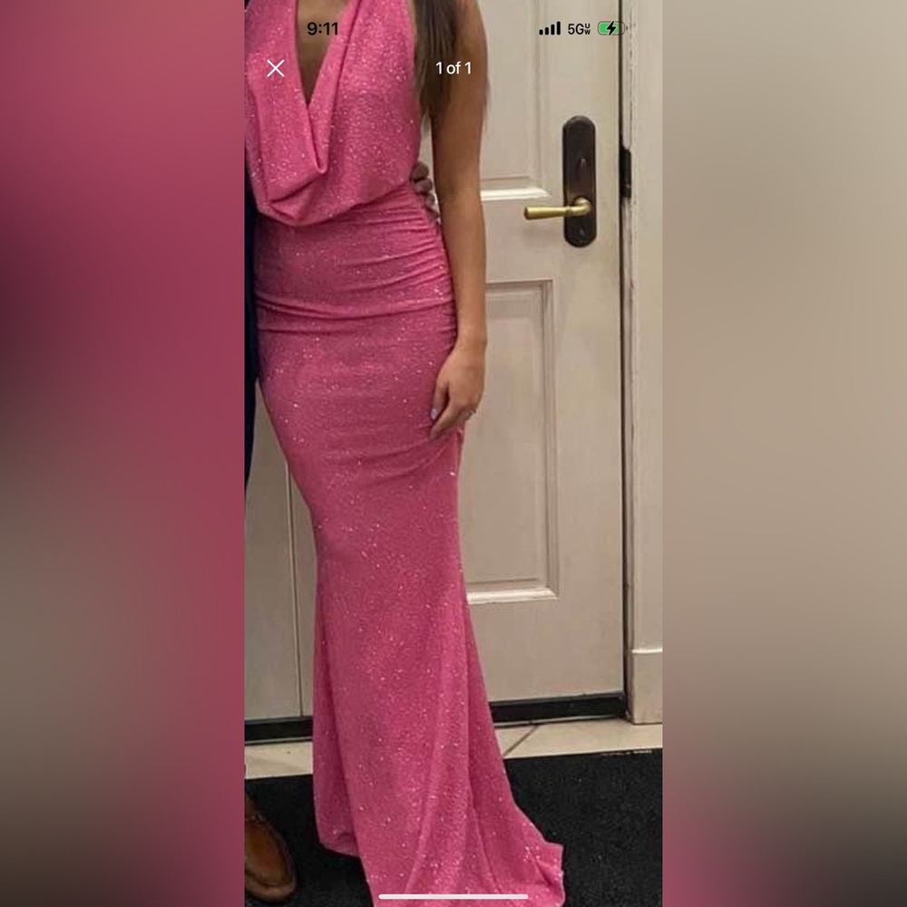 Windsor Pink Sparkle Cowl Neck Maxi Dress